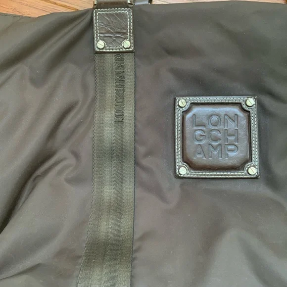 Longchamp Brown Nylon Tote with Brown Leather Square Label - Picture 2 of 10